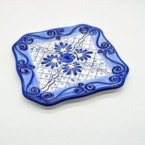 Tabletops Unlimited Hand-Painted Lisbon Blue White Ceramic Plate